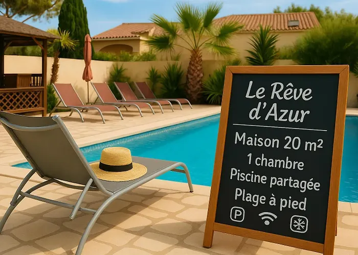 T2 - Reve D'azur 20m2 Bord De - Piscine Partagee - Parking - Bbq - Draps Inclus Lägenhet *